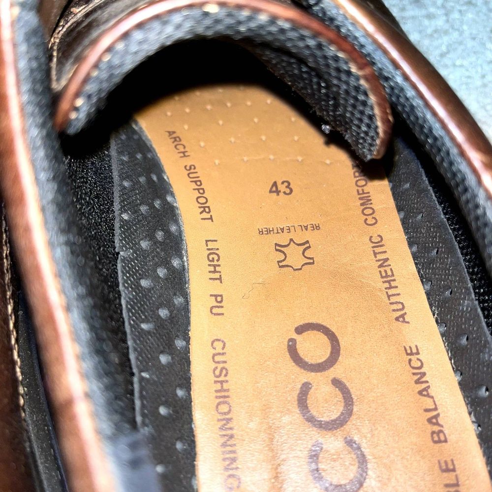 Ecco Men's 43 (9.5) Brown Comfort Shock Point Dress Shoe Stable Balance - Picture 8 of 10